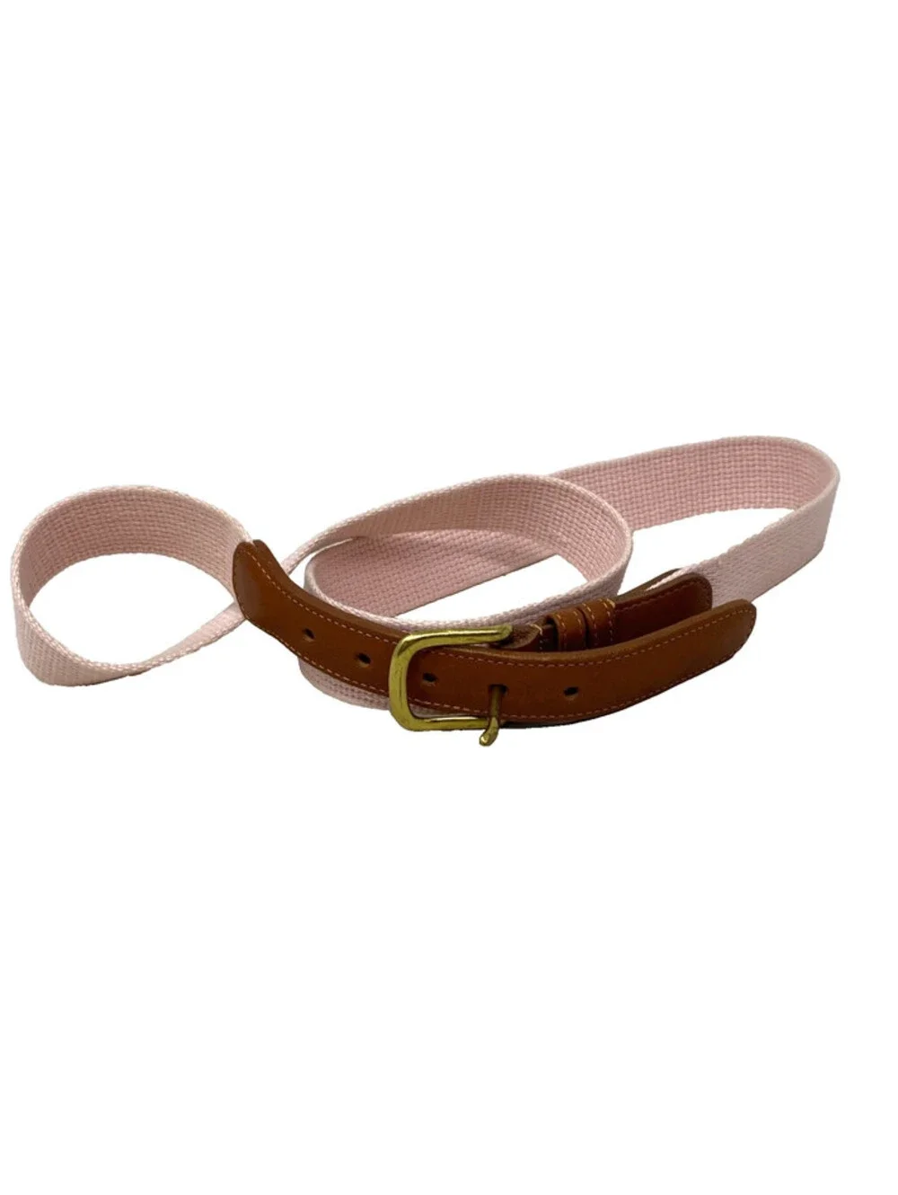 Vintage Coach 3814 Natural Linen Tan Leather Belt Brass Buckle Size 40